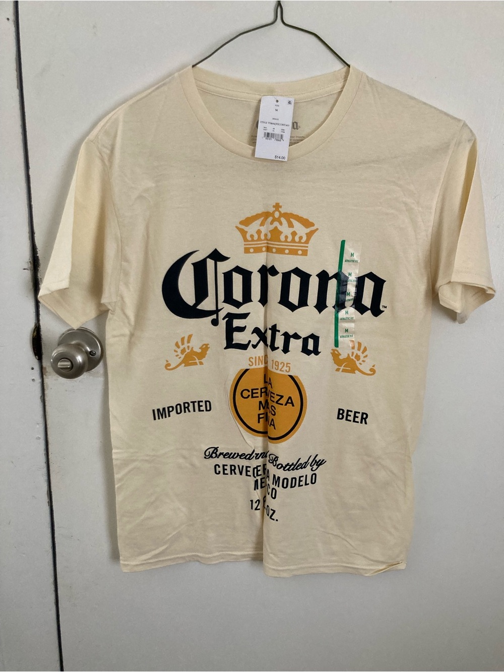 Corona Cream Graphic Short Sleeve Tee with Gold Accent